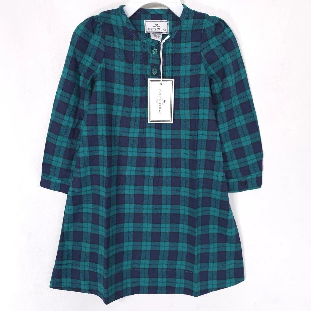 PETITE PLUME New Girls 2T Highland TartanFlannel Beatrice Nightgown Sleep Pajama
